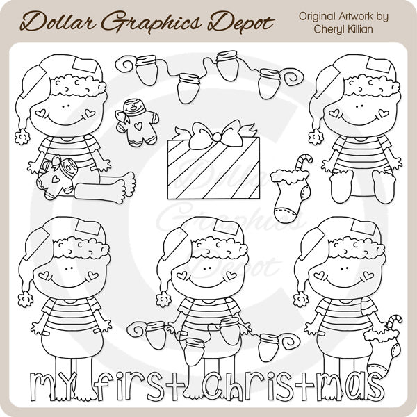 Baby Loves Christmas - Digital Stamps