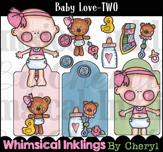 Baby Love Two...Hand Colored Graphics