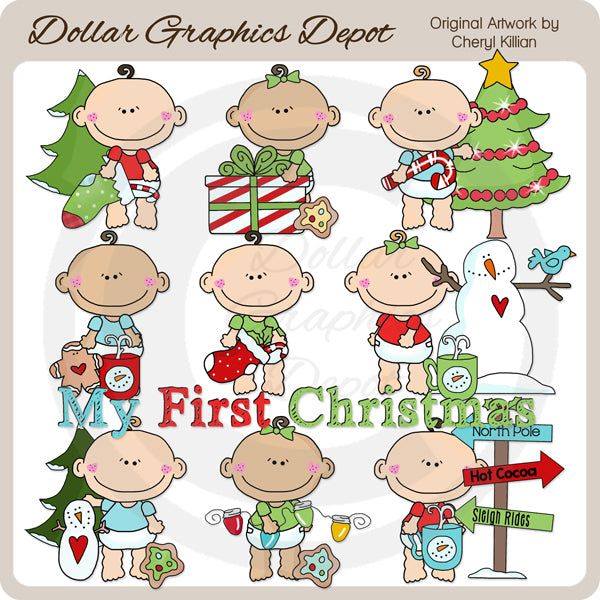 Primera Navidad del bebé 1 - Clipart - Exclusivo de DCS