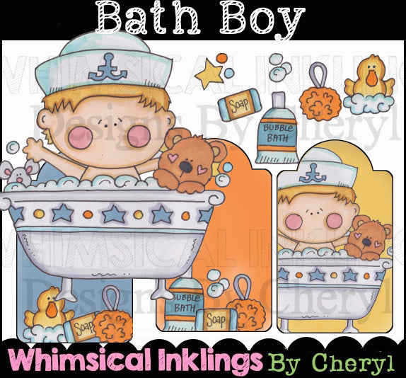 Bath Boy...Hand Colored Graphic Collection