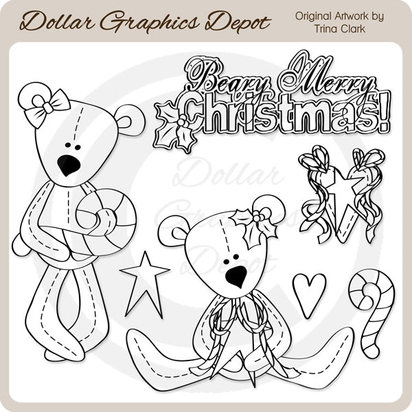 Beary Merry Christmas 1 - Digital Stamps