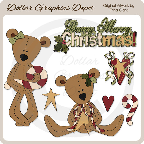 Beary Merry Christmas 1 - Clip Art