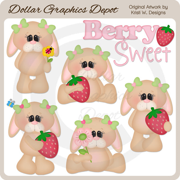Berry Sweet Bunnies - Clip Art - DCS Exclusive