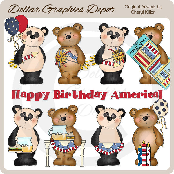 Bestie Bears - Celebrate America - Clip Art - DCS Exclusive