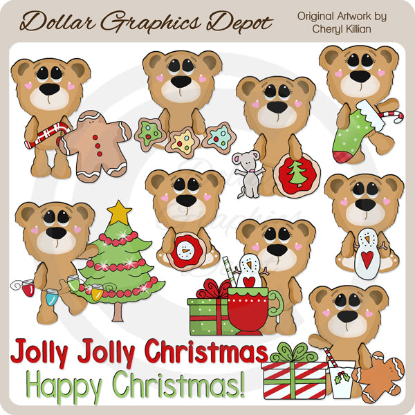 Big Eyed Bears - Christmas - Clip Art - DCS Exclusive