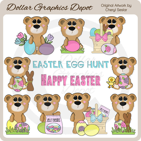 Big Eyed Bears - Easter - Clip Art - DCS Exclusive