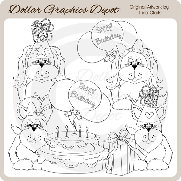Birthday Doggies - Digital Stamps