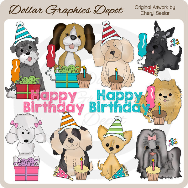 Birthday Puppies 3 - Clip Art - DCS Exclusive