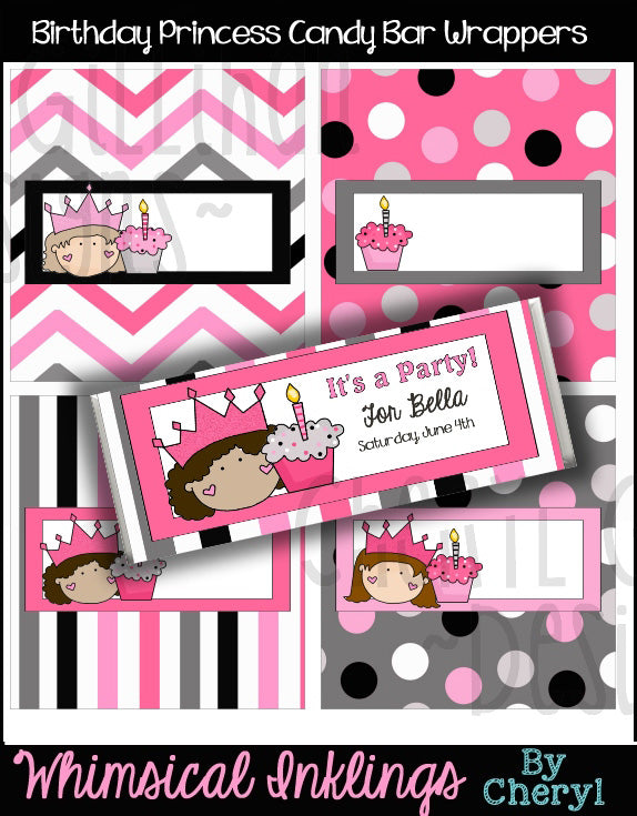 Birthday Princess...Hershey Candy Bar Wrappers
