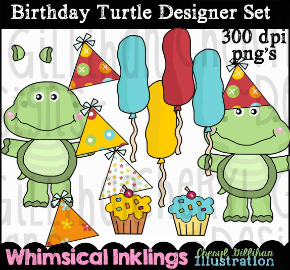 Tartarughe di compleanno... Clipart grafica