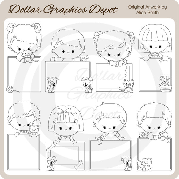 Blank Messages - Pets - Digital Stamps