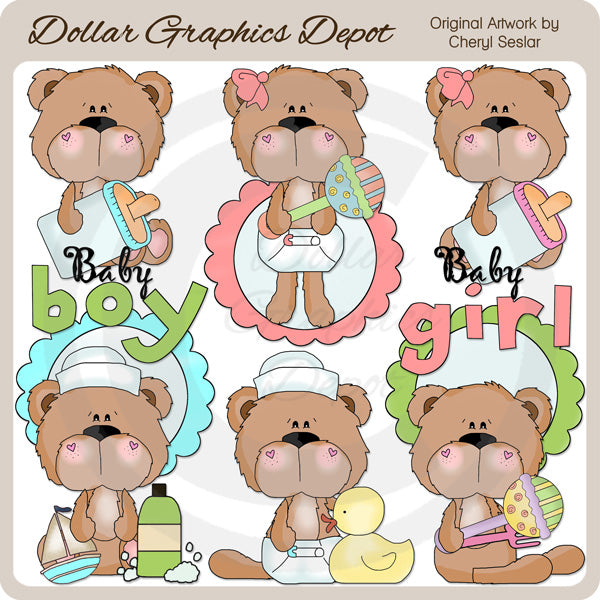 BoBo and Babs Baby Bears - Clip Art