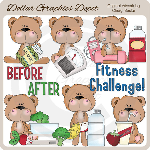 BoBo e Babs Bears Fitness Challenge - ClipArt