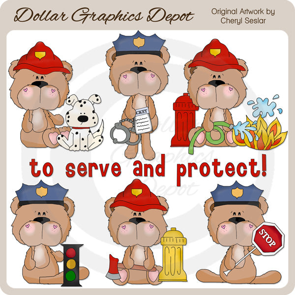 BoBo Bear To Serve and Protect - Clip Art