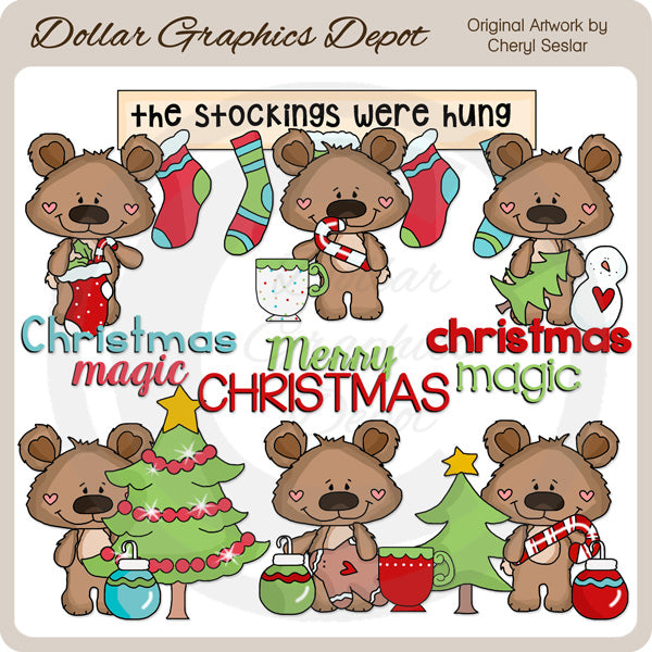 Boppy Bear - Christmas Magic - Clip Art