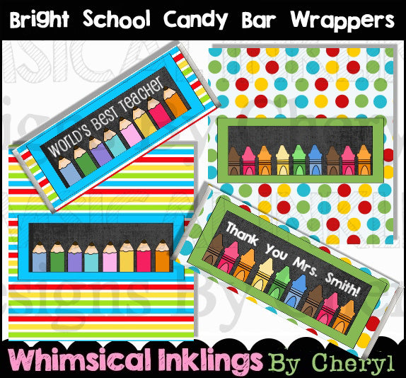 Envoltorios para barras de caramelo de Bright School (WI)