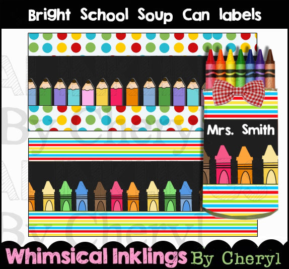 Etichette per lattine di zuppa Bright School (WI)