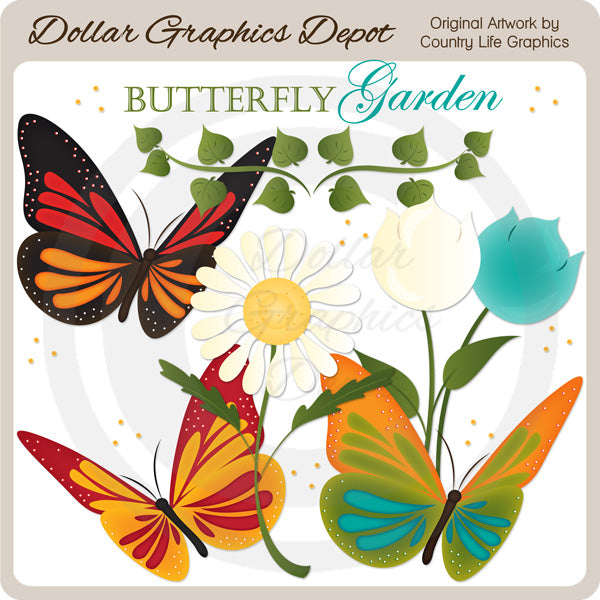 Butterfly Garden - Clip Art