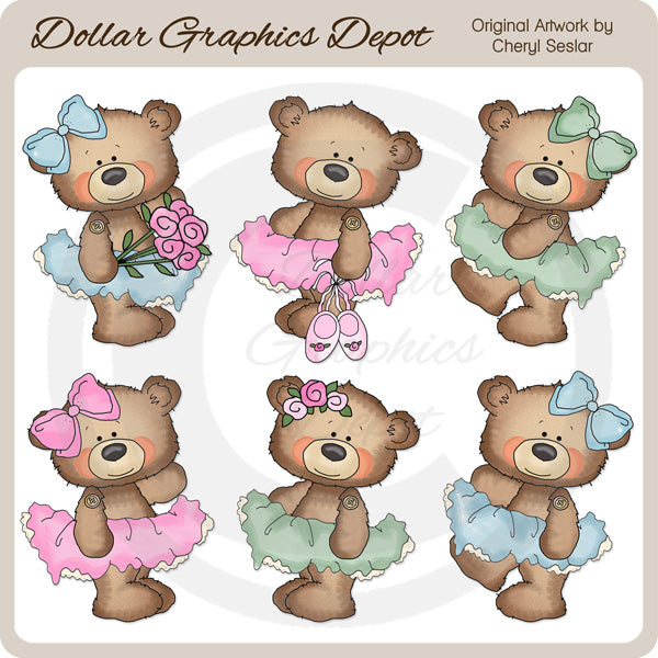 Button Bears - Ballerinas - Clip Art