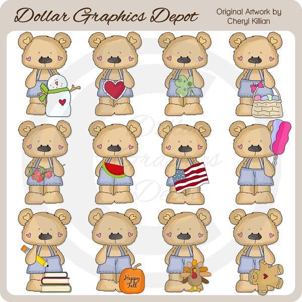 Calendar Bears - Clip Art - DCS Exclusive