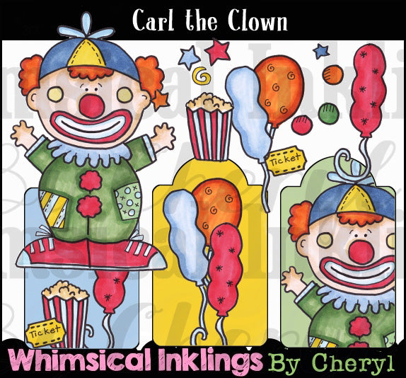 Carl The Clown_Colección gráfica coloreada a mano