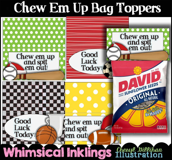 Chew 'em Up...Set of 4 Bag Toppers