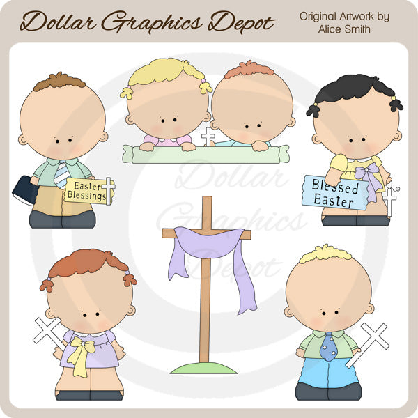 Christian Easter Kids - Clip Art - DCS Exclusive