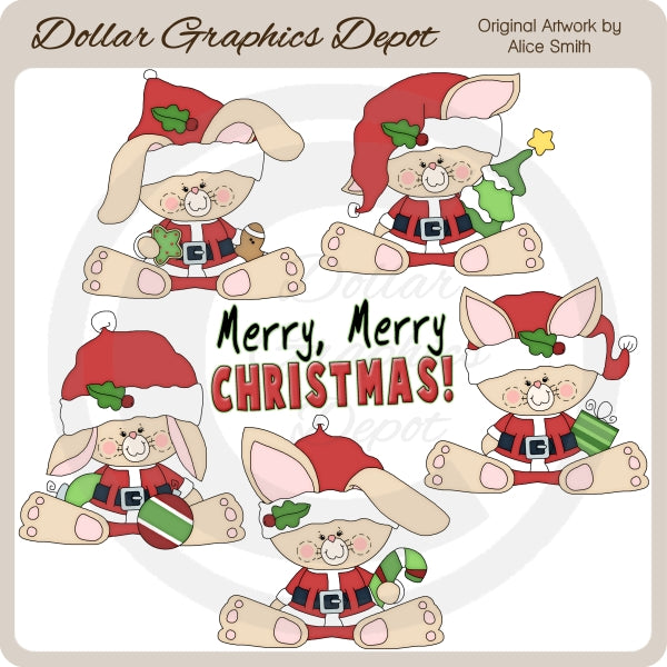 Conejitos de Navidad - Clipart - Exclusivo de DCS