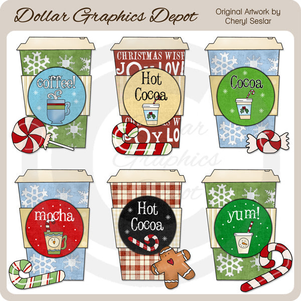 Christmas Coffee and Cocoa - Clip Art