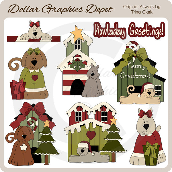 Christmas Doggies - Clip Art