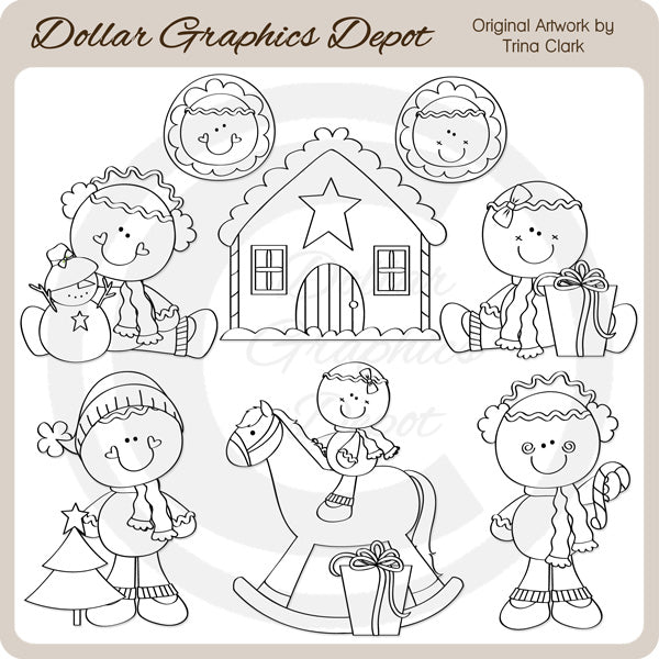 Christmas Gingers 1 - Digital Stamps