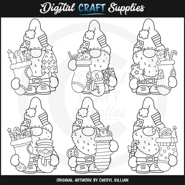 Christmas Gnome - Digital Stamps