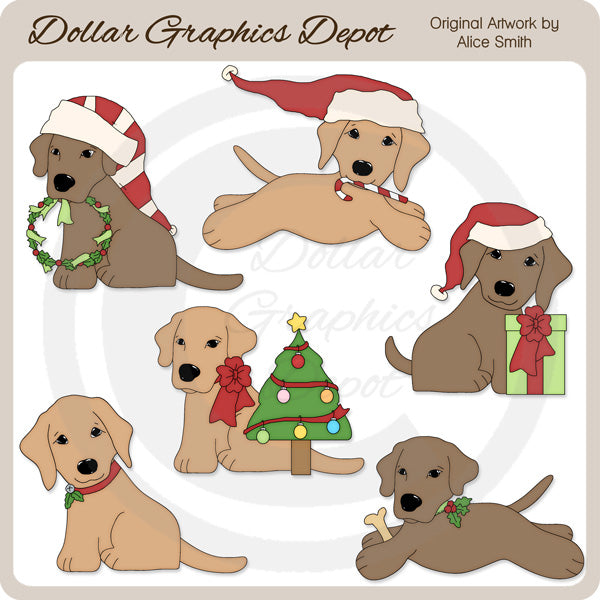 Christmas Lab Pups - Clip Art - DCS Exclusive