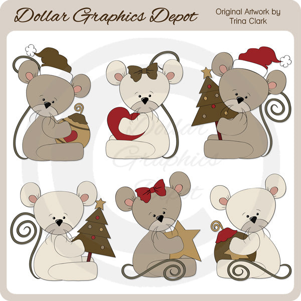 Christmas Mice 2 - Clip Art