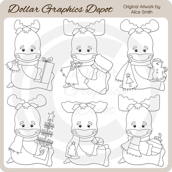 Christmas Moose - Digital Stamps - *DCS Exclusive*
