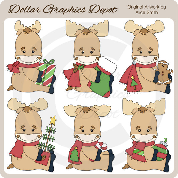 Christmas Moose - Clip Art - DCS Exclusive