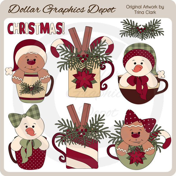 Christmas Mugs 2 - Clip Art