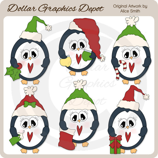 Christmas Penguins - Clip Art