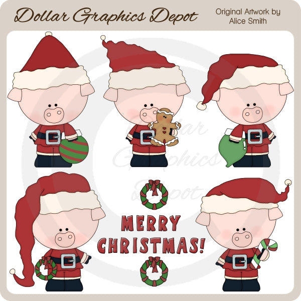 Christmas Piggies - Clip Art - DCS Exclusive