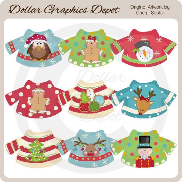 Christmas Sweaters - Clip Art