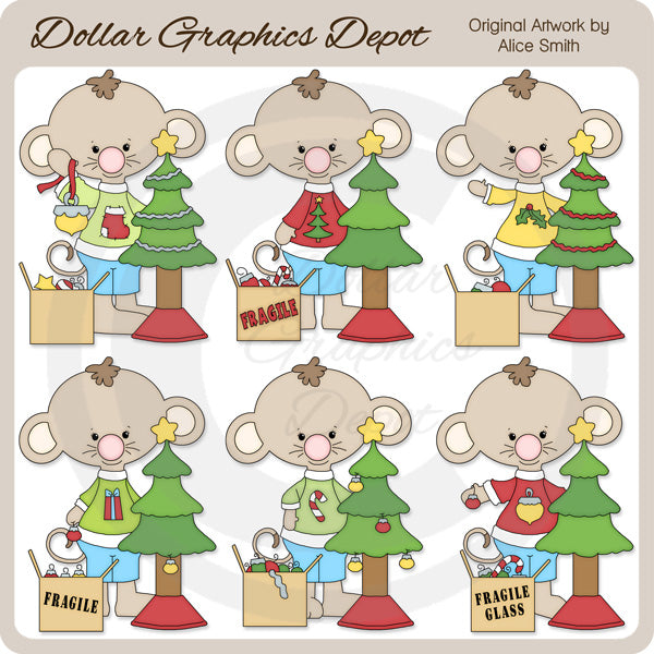 Christmas Time Mouse - Clip Art
