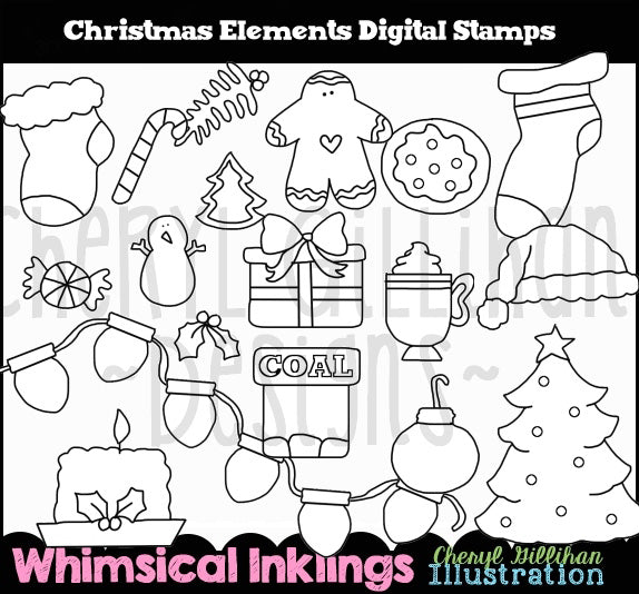 Christmas Elements - Digital Stamps
