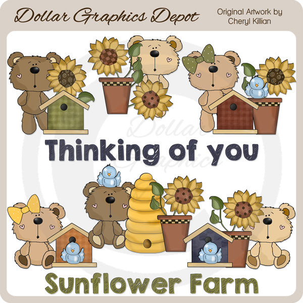 Coco Bears - Sunflower Farm - Clip Art - DCS Exclusive