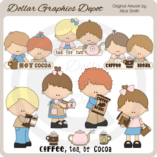 Café, Té o Cacao - Clipart - Exclusivo de DCS