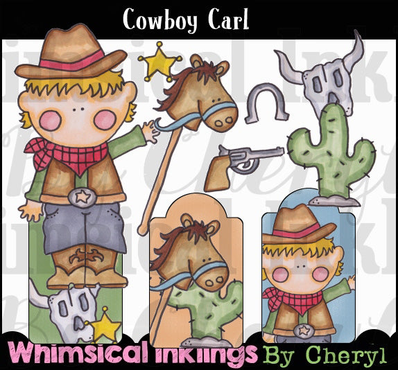 Cowboy Carl...Collezione di grafiche colorate a mano