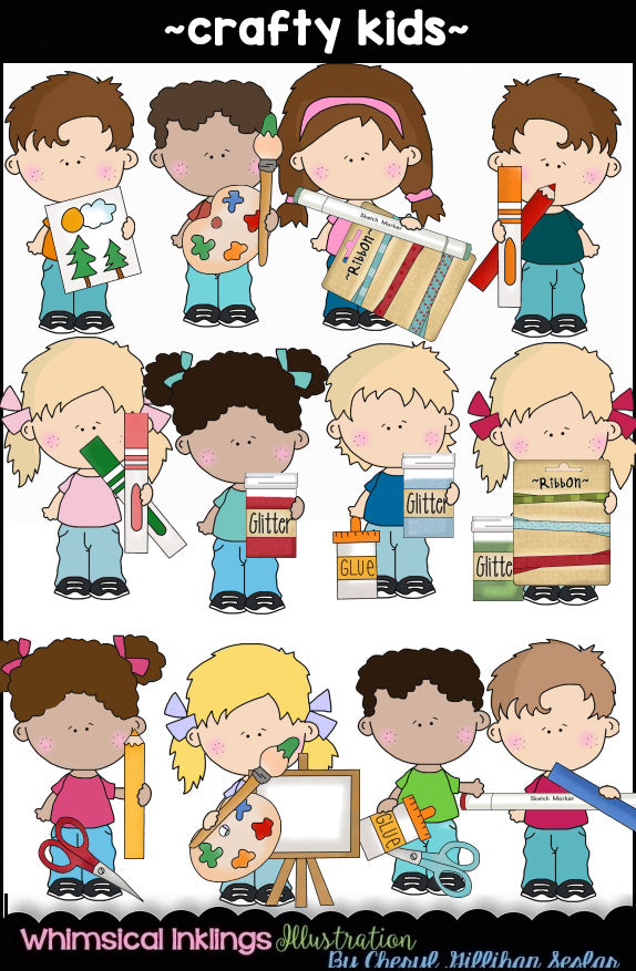 Cute Crafty Kids Clipart Collection