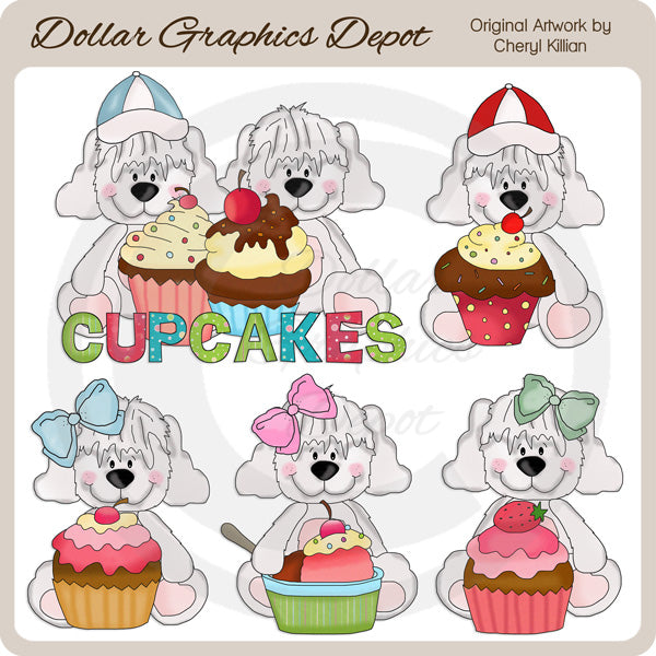 Cuddle Pups - Cupcakes - Clip Art