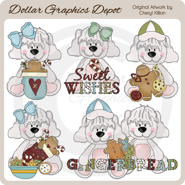Cuddle Pups - Gingerbread Wishes - Clip Art