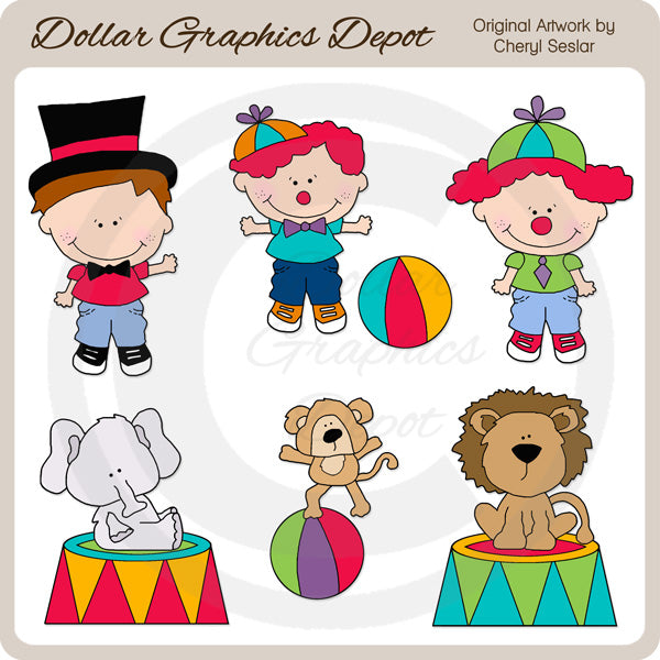 Cute Circus Kids - Clip Art