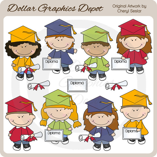 Cute Little Graduates - Clip Art